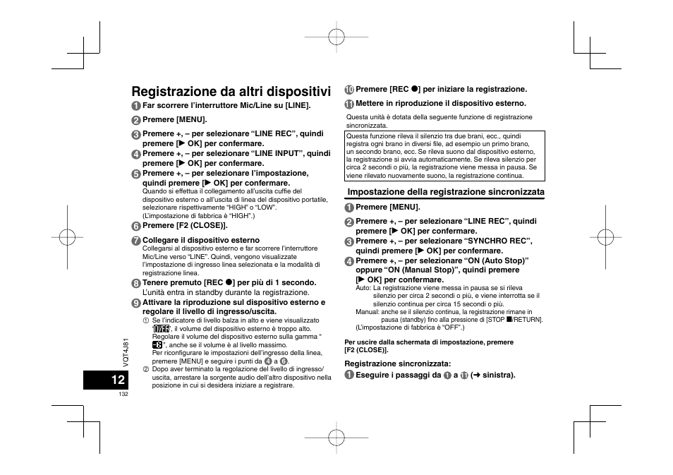 Registrazione da altri dispositivi | Panasonic RRXS450E User Manual | Page 132 / 234