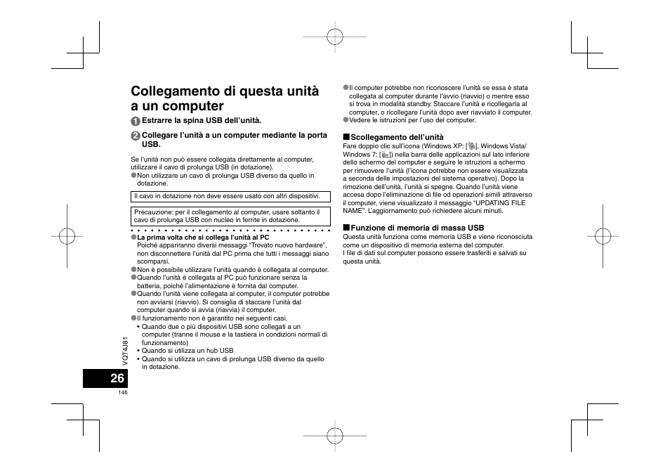 Collegamento di questa unità a un computer | Panasonic RRXS450E User Manual | Page 146 / 234