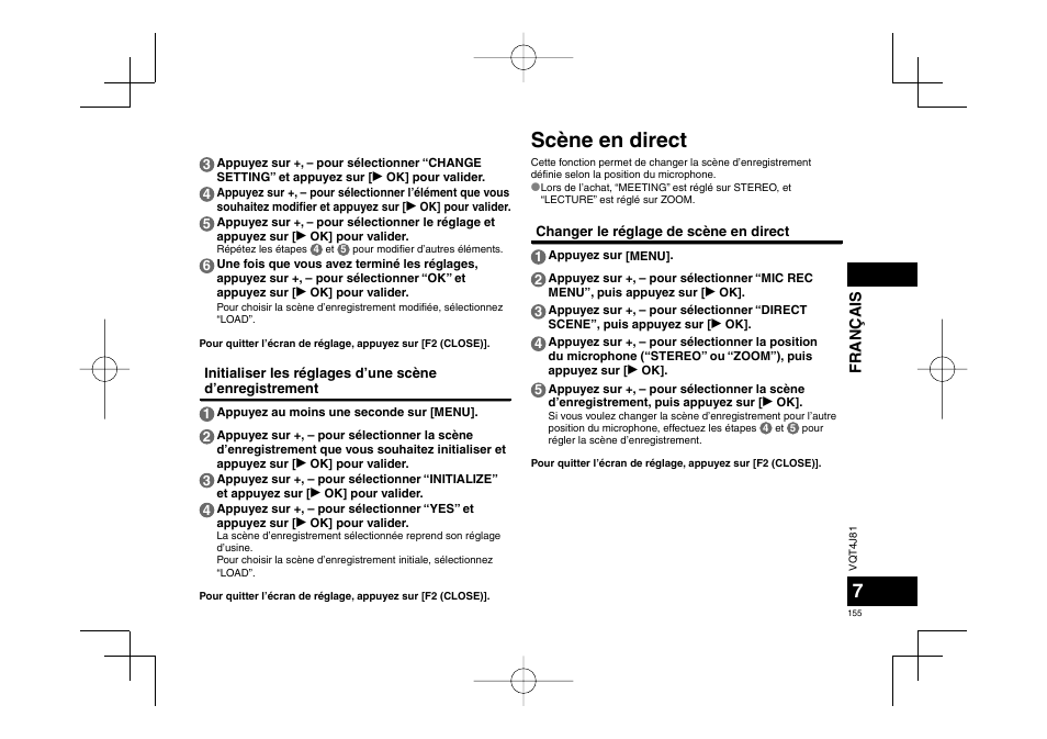 Scène en direct | Panasonic RRXS450E User Manual | Page 155 / 234