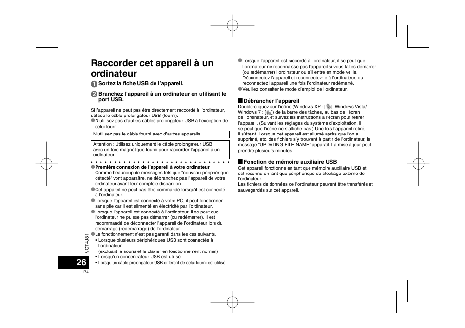 Raccorder cet appareil à un ordinateur | Panasonic RRXS450E User Manual | Page 174 / 234