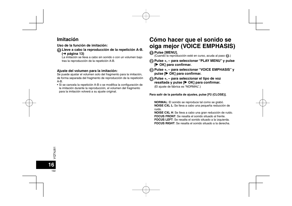 Imitación | Panasonic RRXS450E User Manual | Page 192 / 234