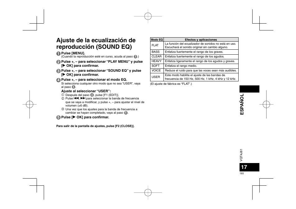 Esp añol | Panasonic RRXS450E User Manual | Page 193 / 234