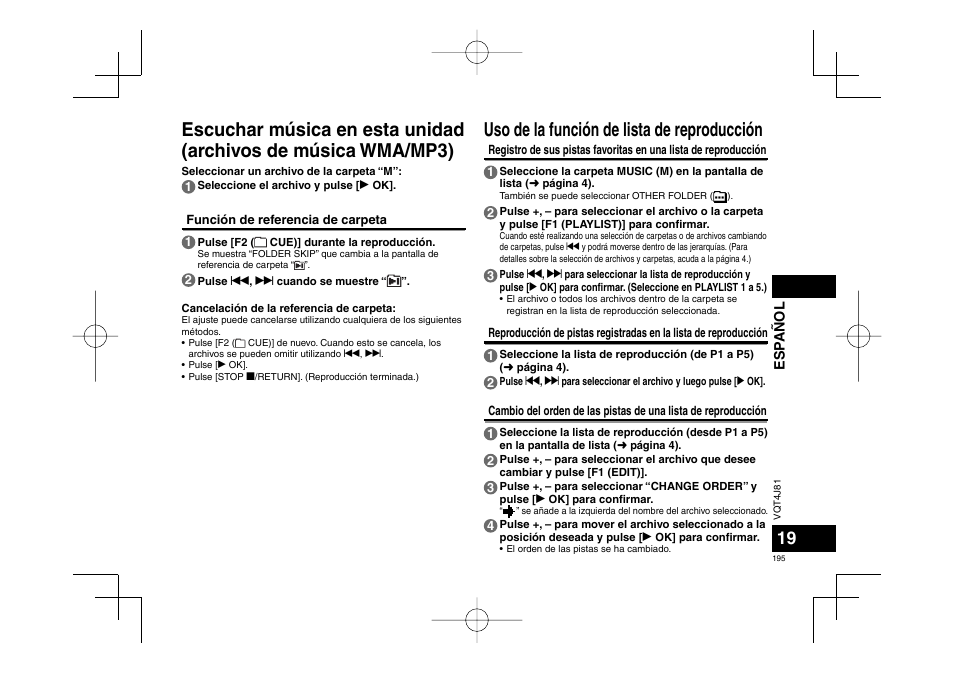 Uso de la función de lista de reproducción | Panasonic RRXS450E User Manual | Page 195 / 234