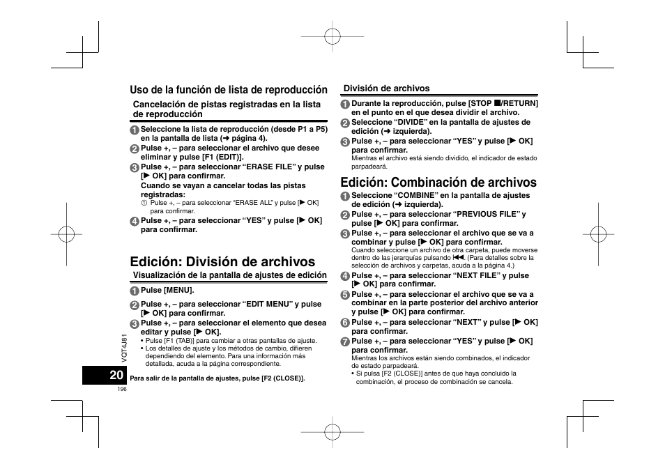 Uso de la función de lista de reproducción | Panasonic RRXS450E User Manual | Page 196 / 234