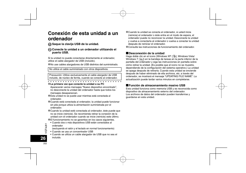 Conexión de esta unidad a un ordenador | Panasonic RRXS450E User Manual | Page 202 / 234