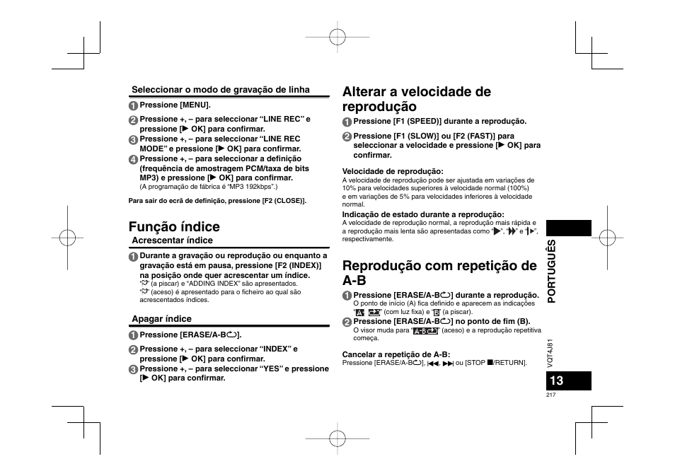 Função índice | Panasonic RRXS450E User Manual | Page 217 / 234