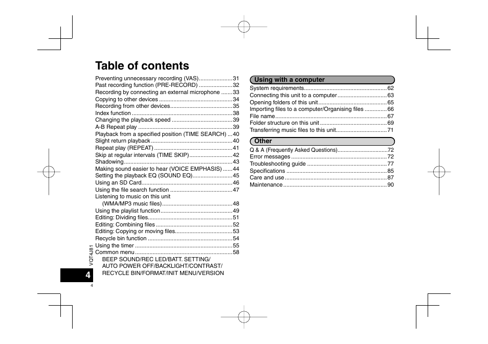 Panasonic RRXS450E User Manual | Page 4 / 234