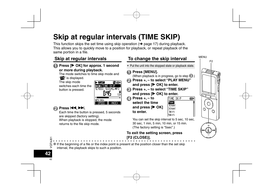 Skip at regular intervals (time skip), Skip at regular intervals 1 | Panasonic RRXS450E User Manual | Page 42 / 234