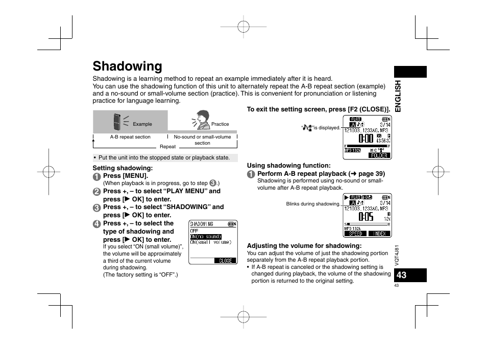 Shadowing | Panasonic RRXS450E User Manual | Page 43 / 234