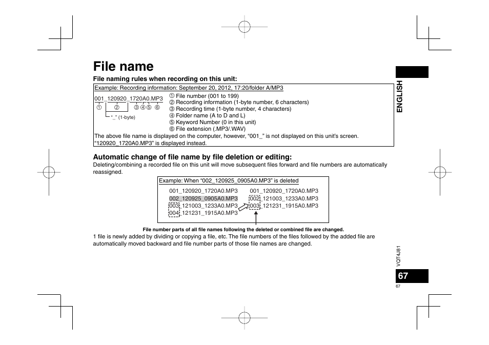 File name | Panasonic RRXS450E User Manual | Page 67 / 234