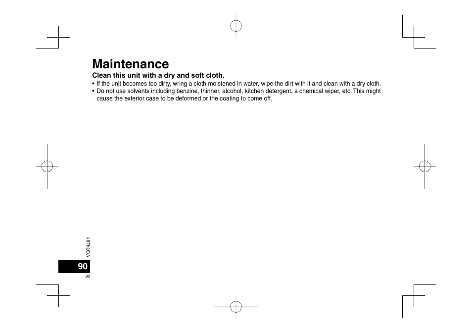 Maintenance | Panasonic RRXS450E User Manual | Page 90 / 234