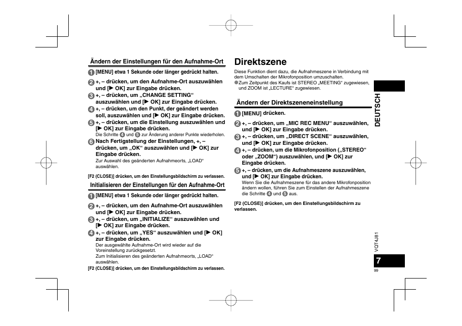 Direktszene | Panasonic RRXS450E User Manual | Page 99 / 234