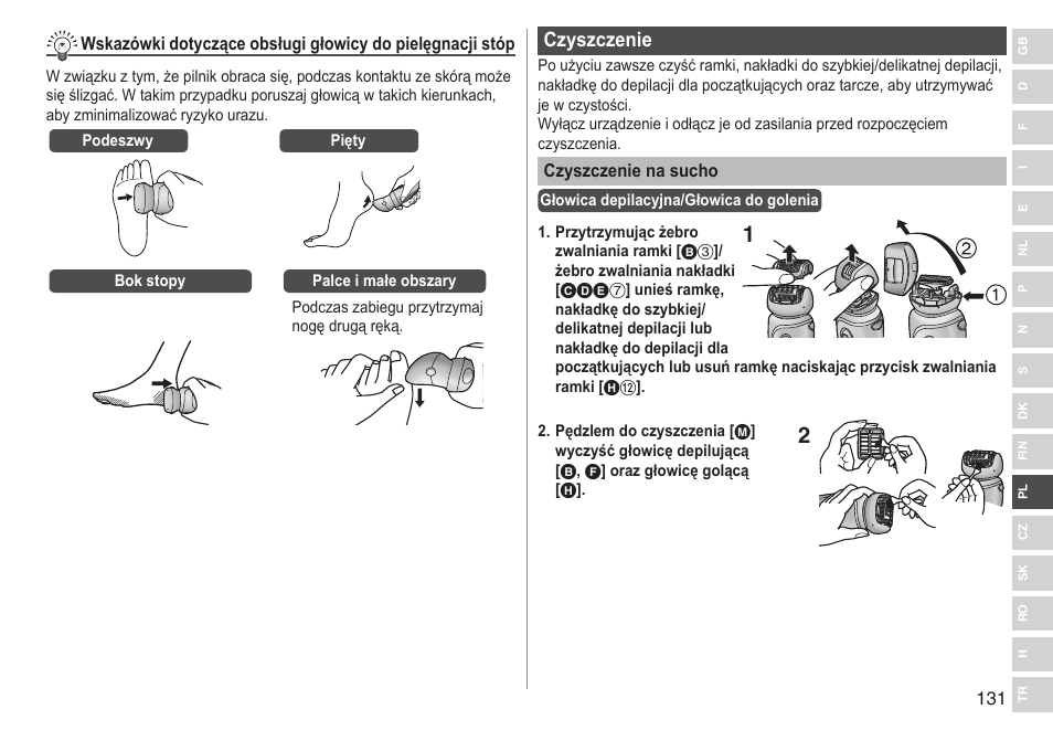 Czyszczenie | Panasonic ESWD92 User Manual | Page 131 / 190