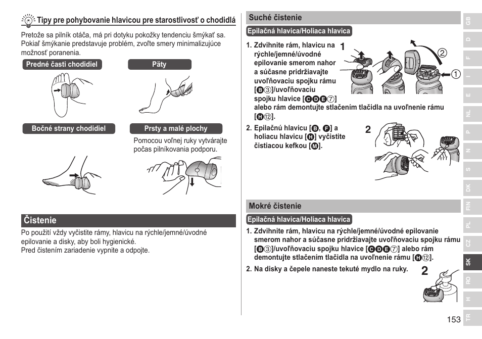 Čistenie | Panasonic ESWD92 User Manual | Page 153 / 190