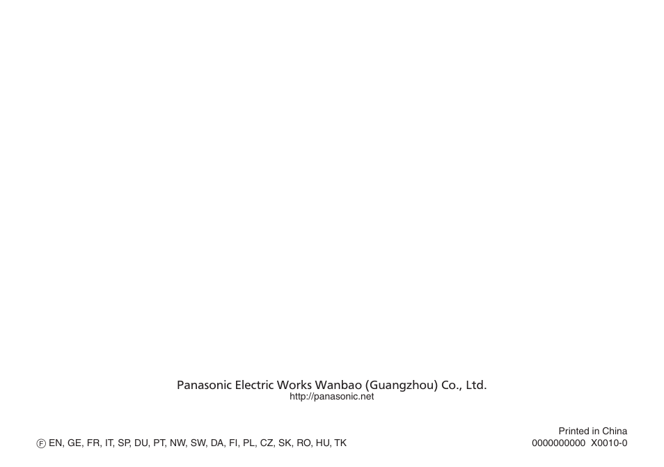 Panasonic ESWD92 User Manual | Page 190 / 190