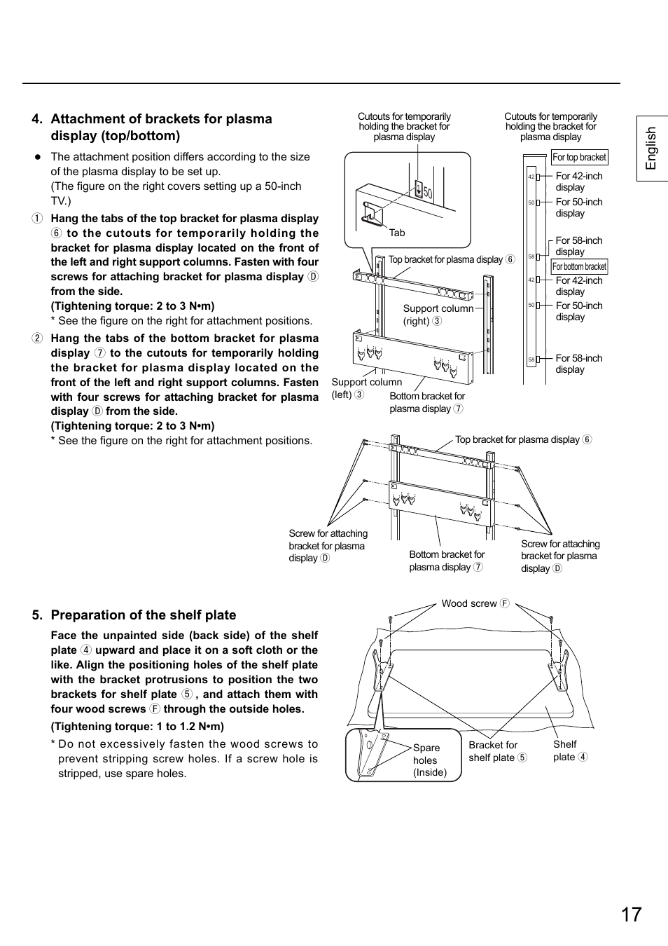 Preparation of the shelf plate, English | Panasonic TYST58PF20 User Manual | Page 17 / 122