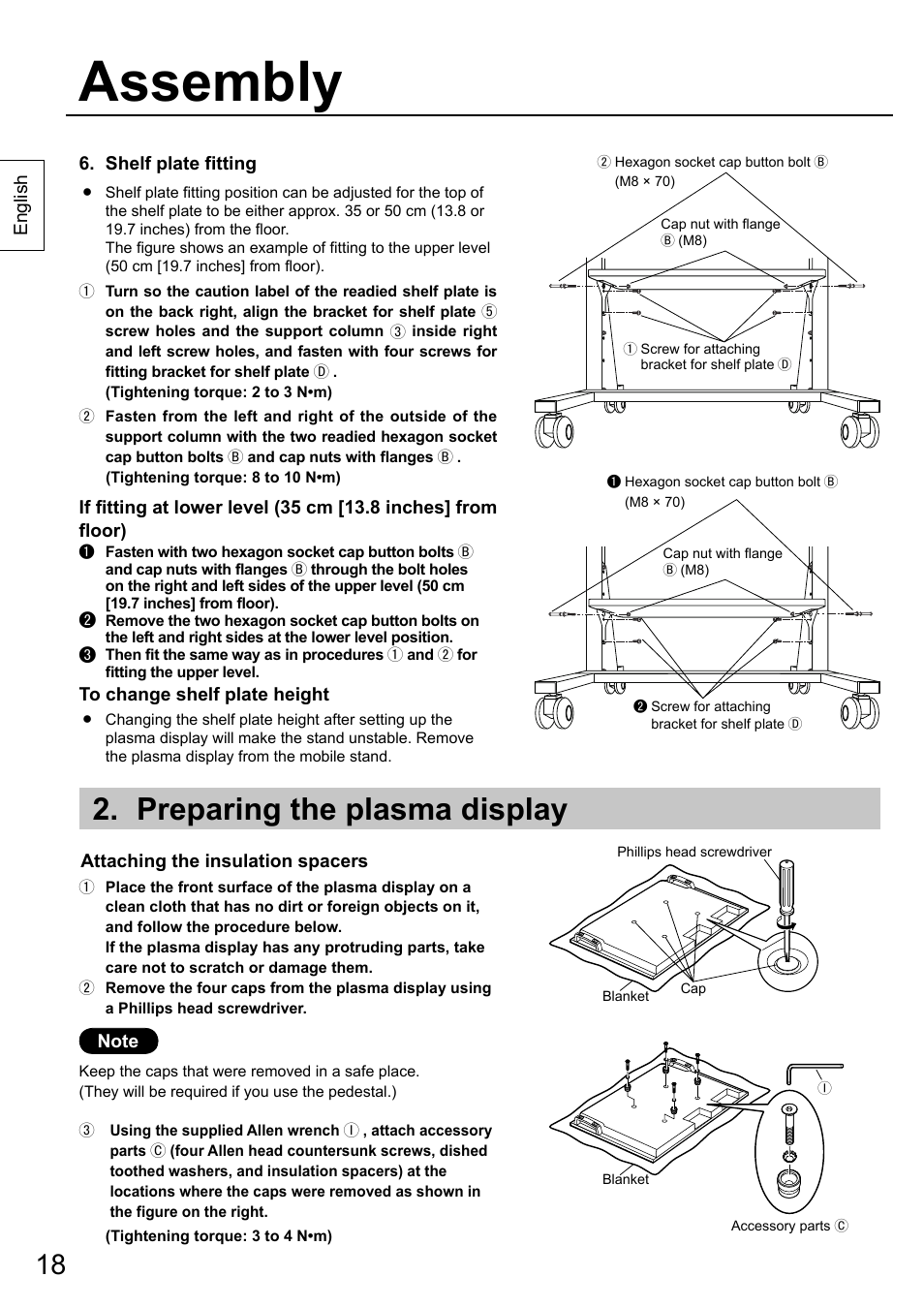 Assembly, Preparing the plasma display | Panasonic TYST58PF20 User Manual | Page 18 / 122