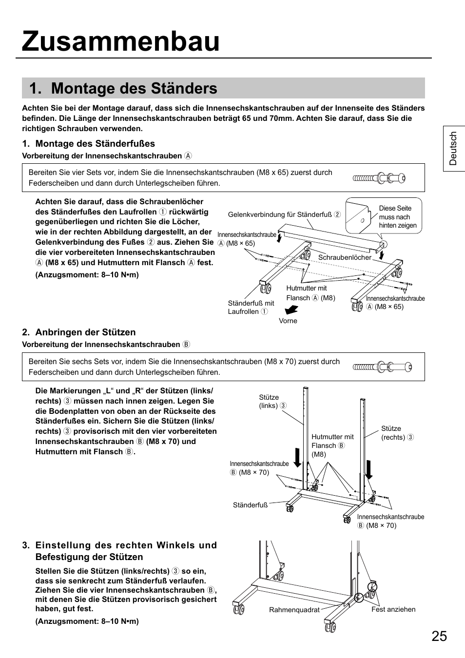 Zusammenbau, Montage des ständers | Panasonic TYST58PF20 User Manual | Page 25 / 122