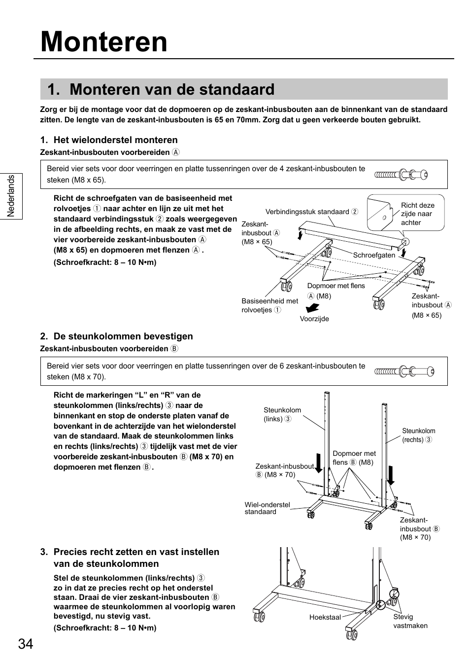 Monteren, Monteren van de standaard | Panasonic TYST58PF20 User Manual | Page 34 / 122