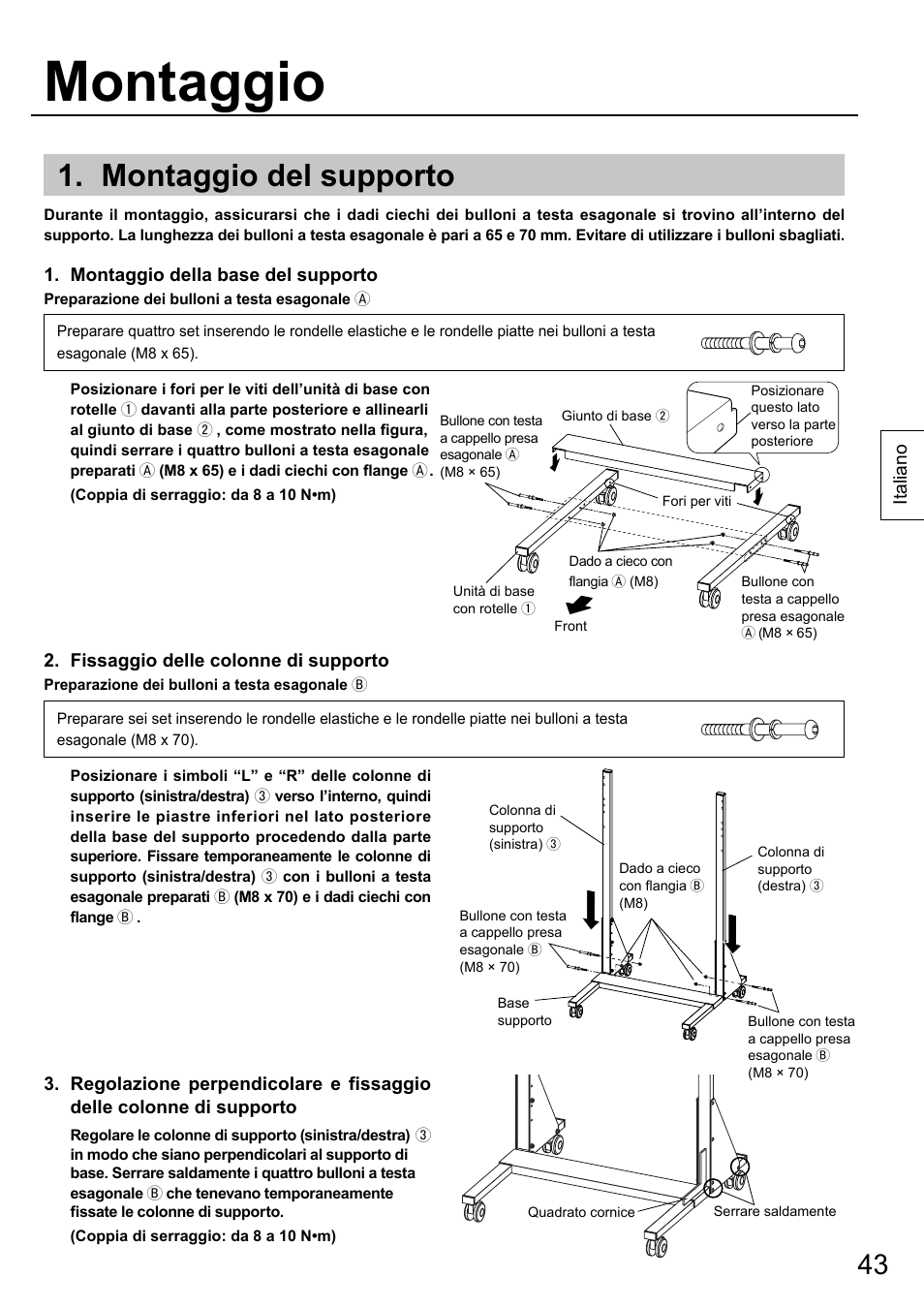 Montaggio, Montaggio del supporto | Panasonic TYST58PF20 User Manual | Page 43 / 122