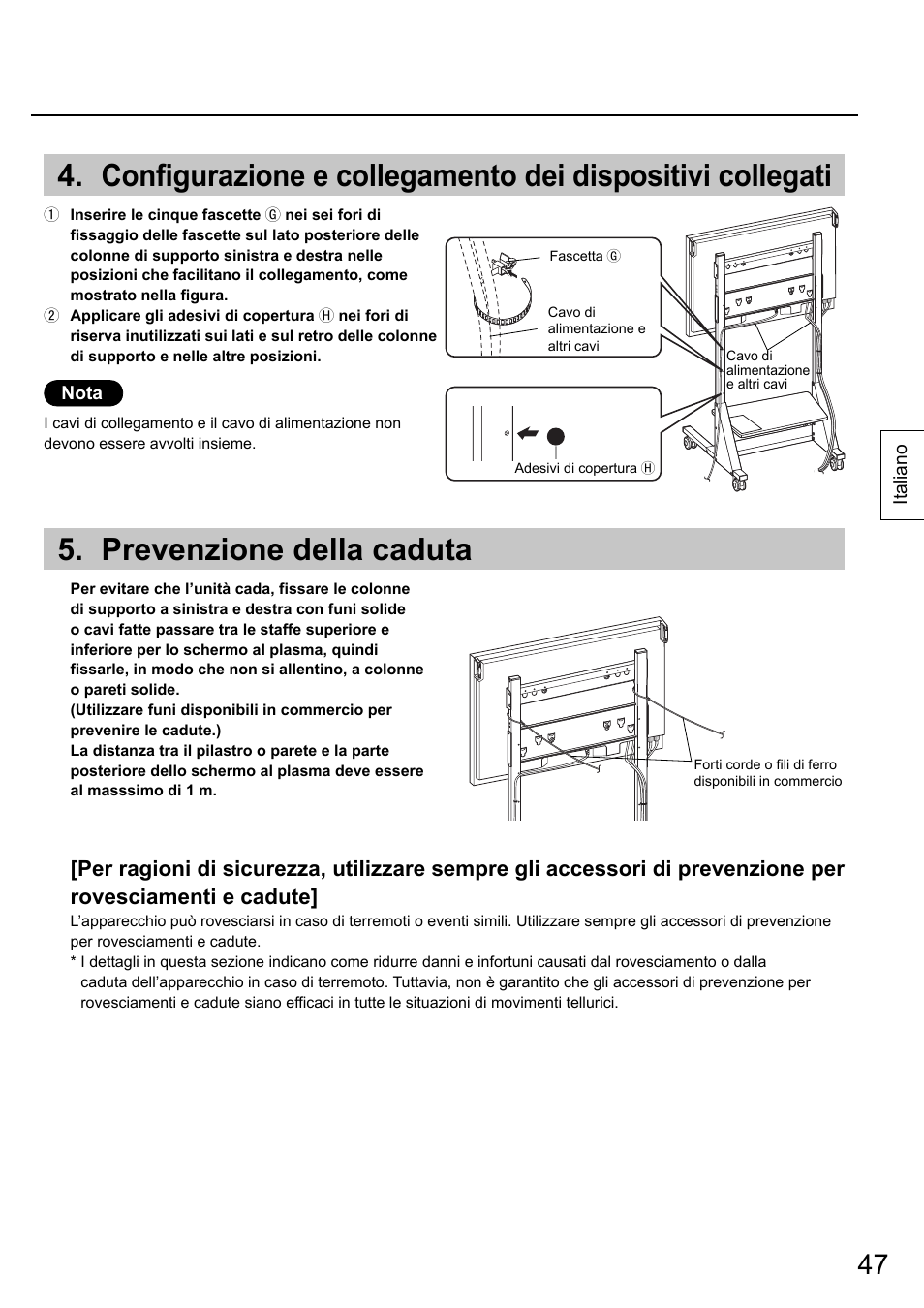 Prevenzione della caduta | Panasonic TYST58PF20 User Manual | Page 47 / 122