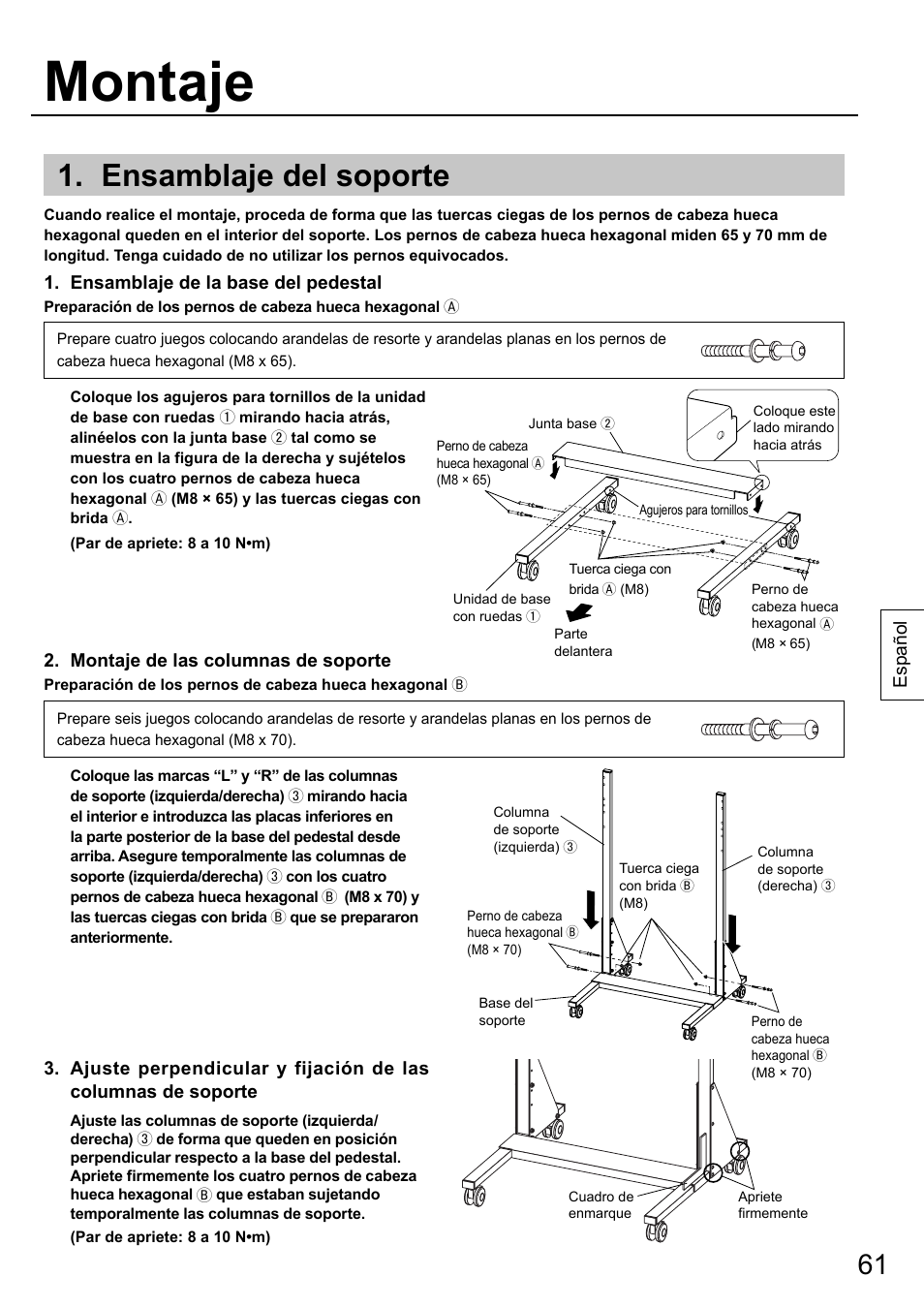 Montaje, Ensamblaje del soporte | Panasonic TYST58PF20 User Manual | Page 61 / 122