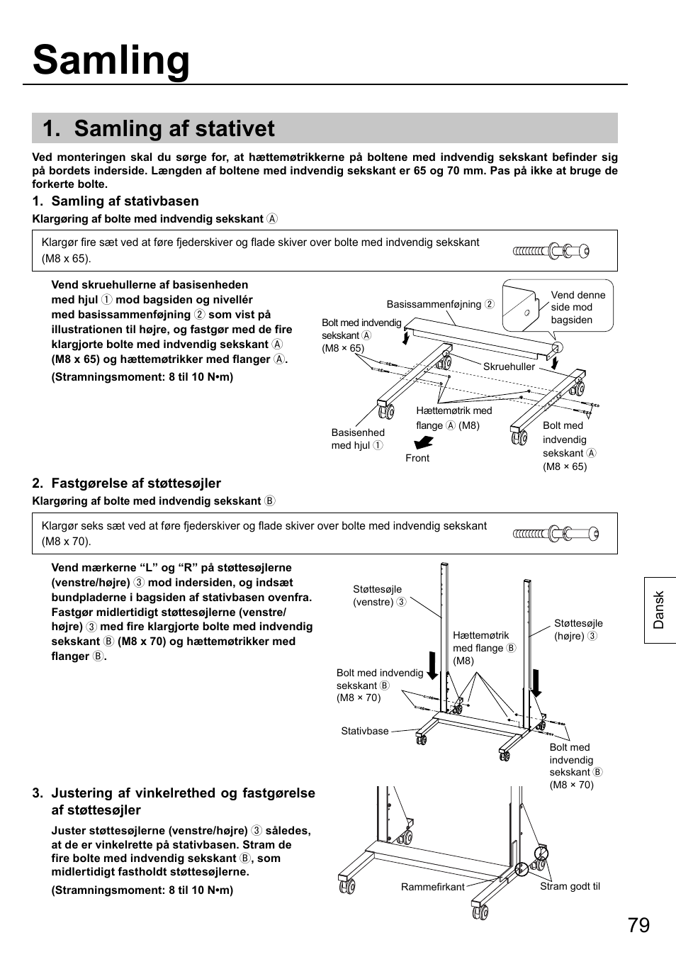 Samling, Samling af stativet | Panasonic TYST58PF20 User Manual | Page 79 / 122