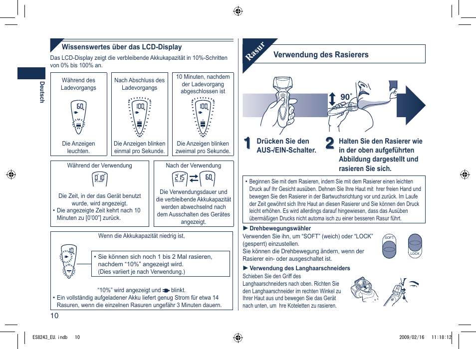 Rasur | Panasonic ES8243 User Manual | Page 10 / 116