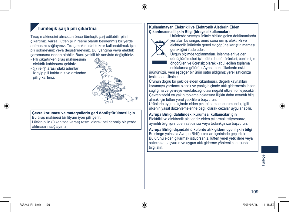 Panasonic ES8243 User Manual | Page 109 / 116