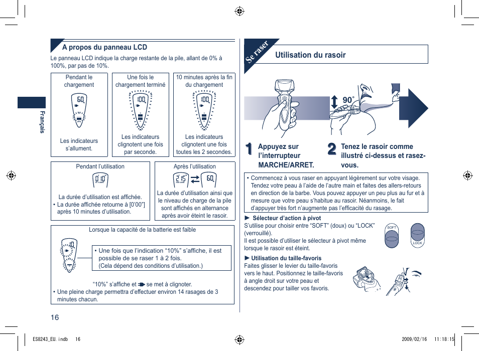Se raser | Panasonic ES8243 User Manual | Page 16 / 116