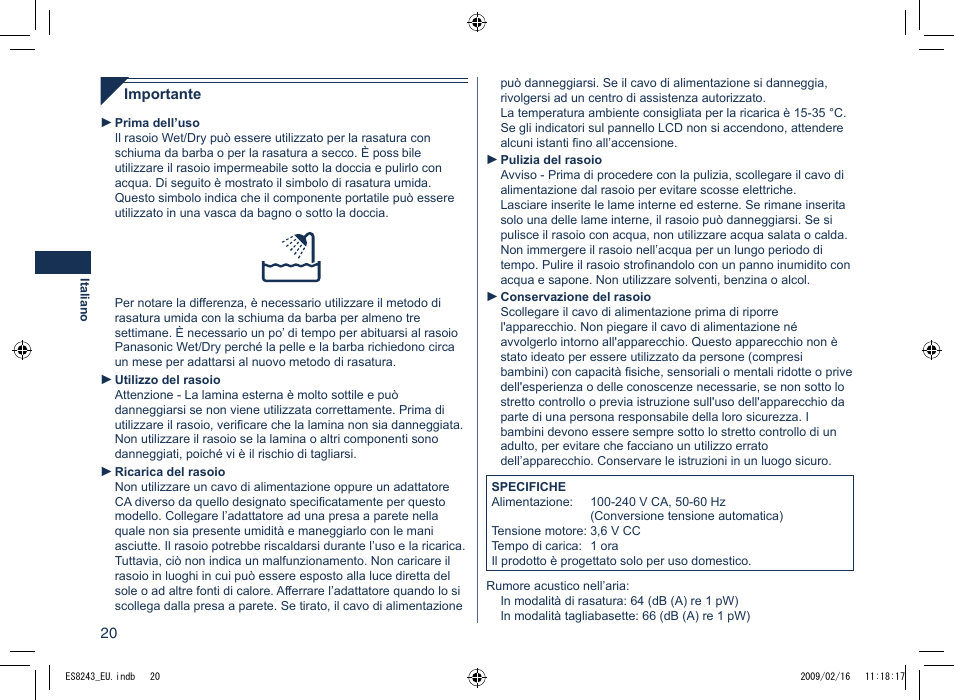 Panasonic ES8243 User Manual | Page 20 / 116