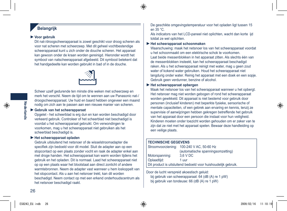 Panasonic ES8243 User Manual | Page 26 / 116