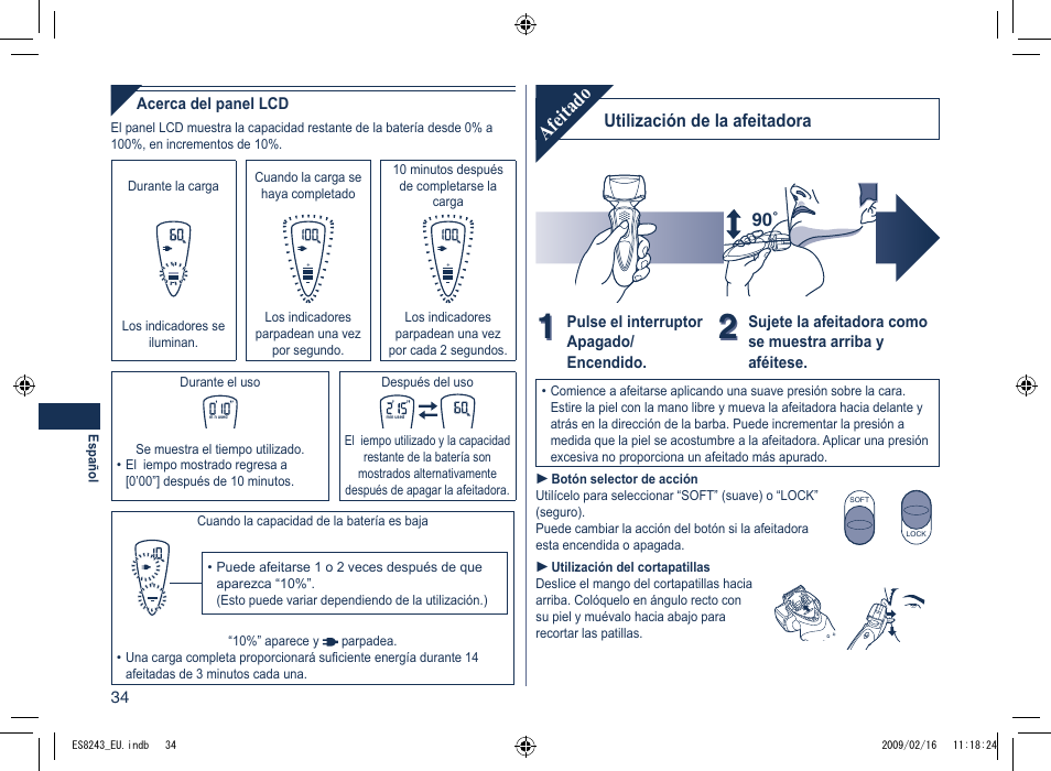 Afeitado | Panasonic ES8243 User Manual | Page 34 / 116