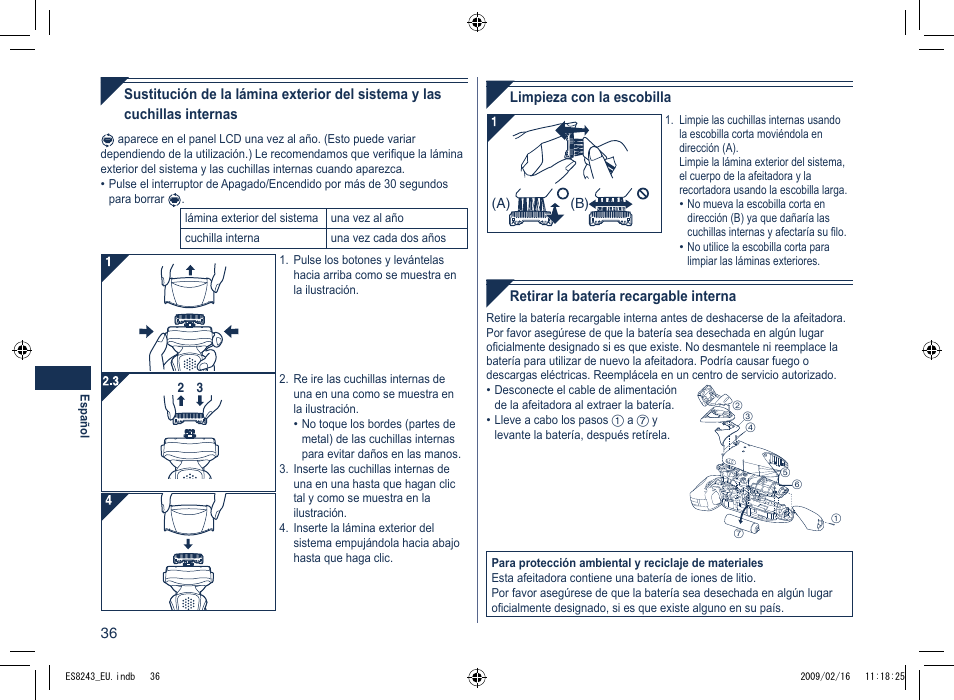 Panasonic ES8243 User Manual | Page 36 / 116
