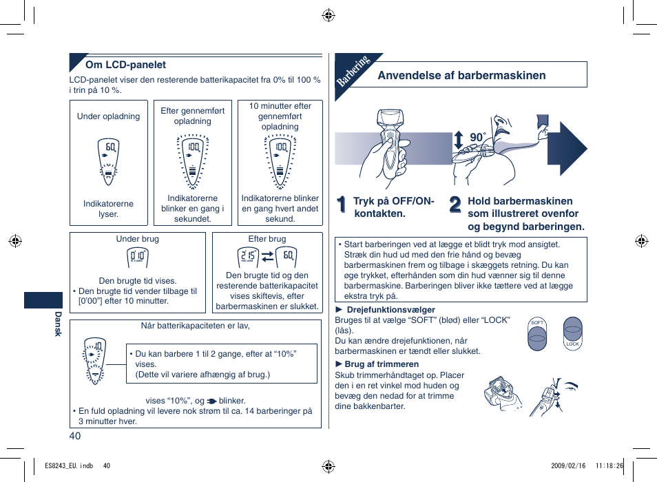 Barbering | Panasonic ES8243 User Manual | Page 40 / 116