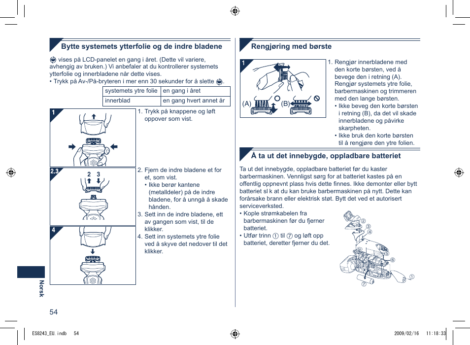 Panasonic ES8243 User Manual | Page 54 / 116