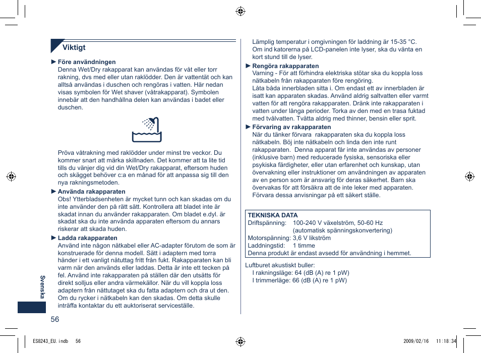 Panasonic ES8243 User Manual | Page 56 / 116
