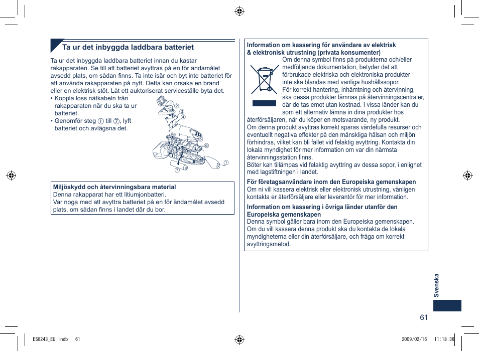 Panasonic ES8243 User Manual | Page 61 / 116