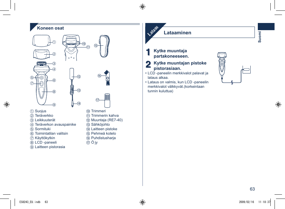 Lataus | Panasonic ES8243 User Manual | Page 63 / 116