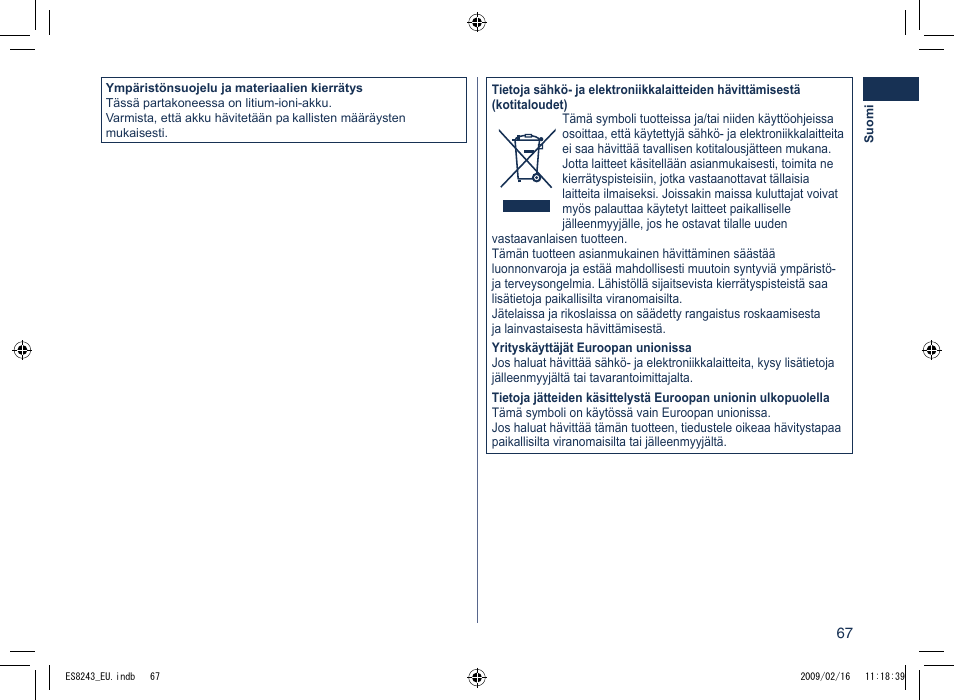 Panasonic ES8243 User Manual | Page 67 / 116