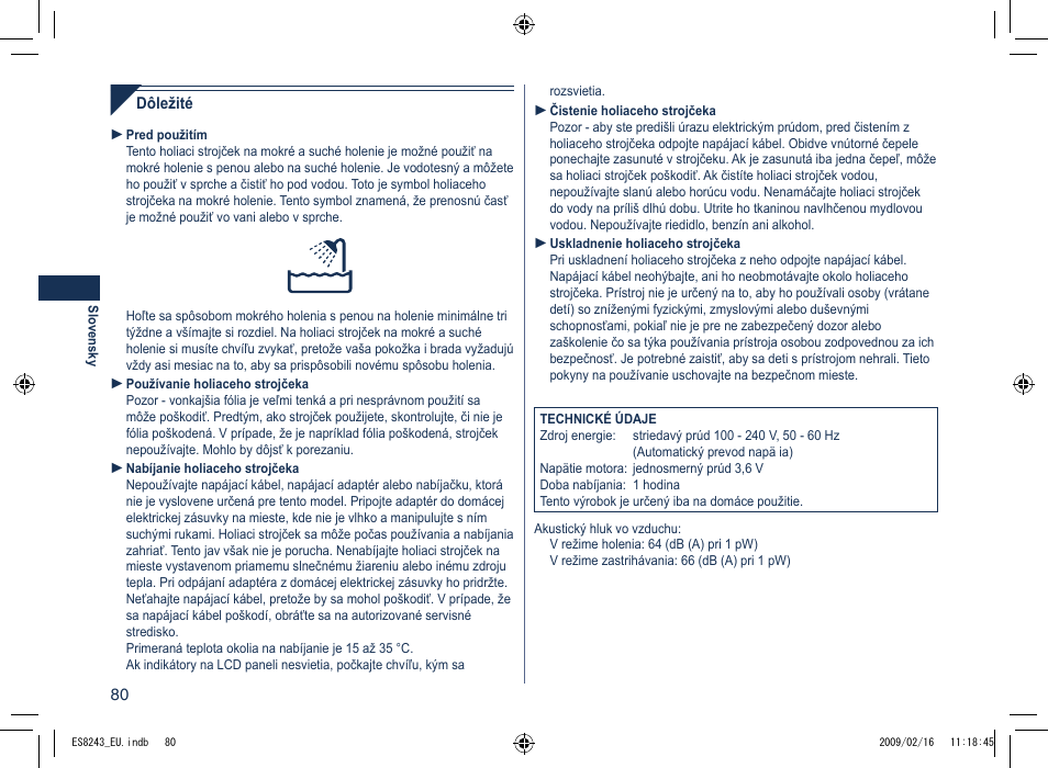 Panasonic ES8243 User Manual | Page 80 / 116