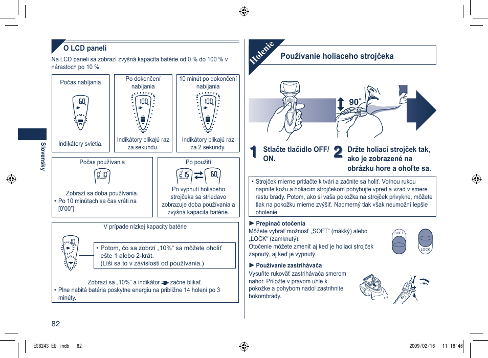 Holenie | Panasonic ES8243 User Manual | Page 82 / 116