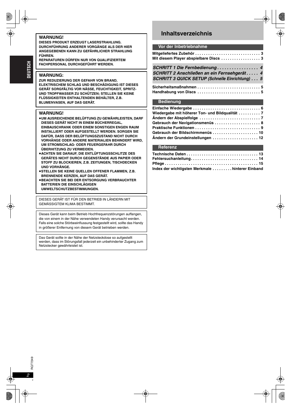 Panasonic DVDS47EG User Manual | Page 2 / 75