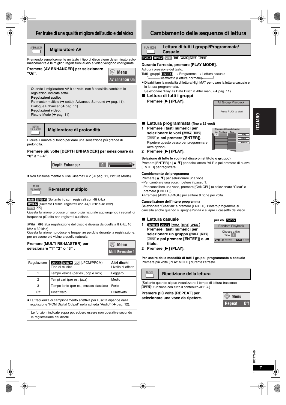 Cambiamento delle sequenze di lettura | Panasonic DVDS47EG User Manual | Page 21 / 75