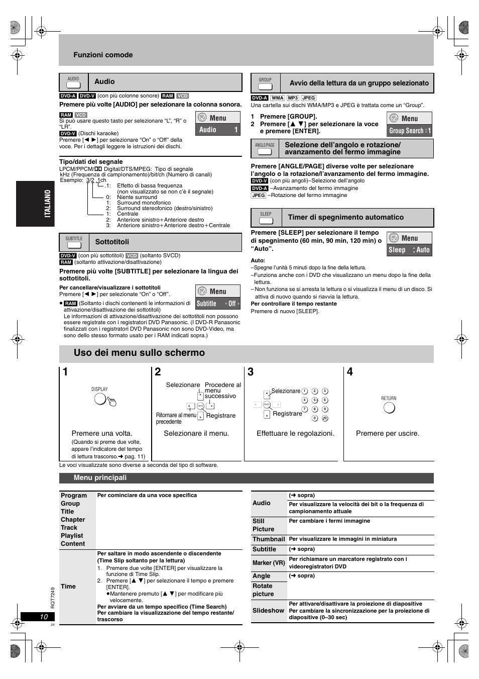 Uso dei menu sullo schermo | Panasonic DVDS47EG User Manual | Page 24 / 75