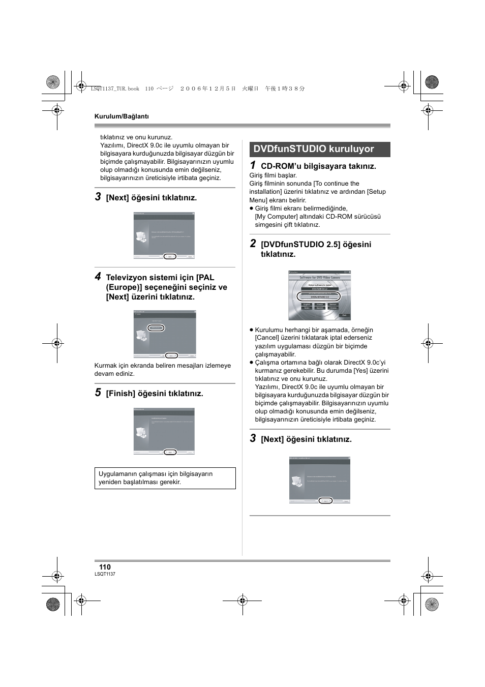Dvdfunstudio kuruluyor | Panasonic VDRD310EG User Manual | Page 110 / 124