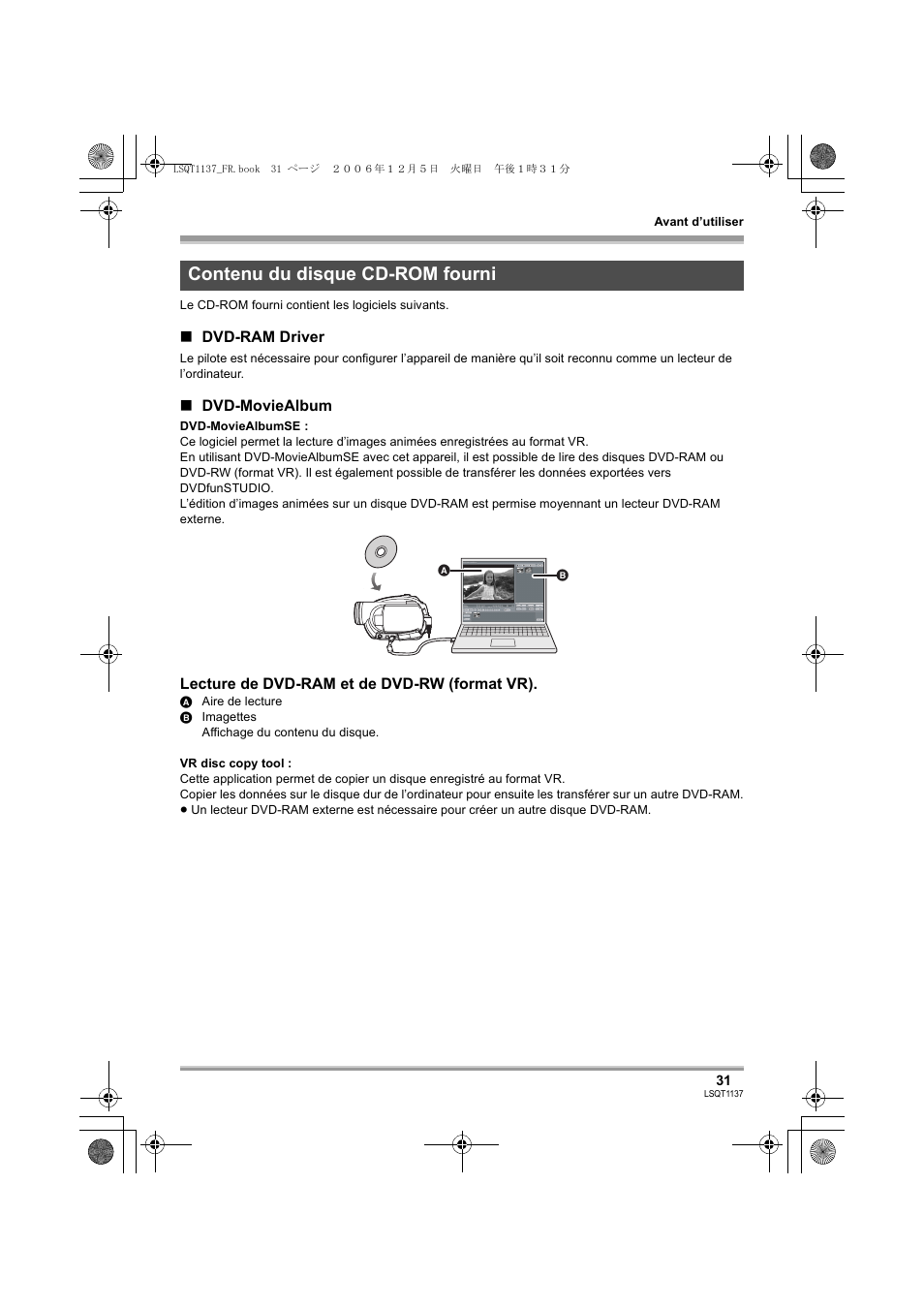 Contenu du disque cd-rom fourni | Panasonic VDRD310EG User Manual | Page 31 / 124