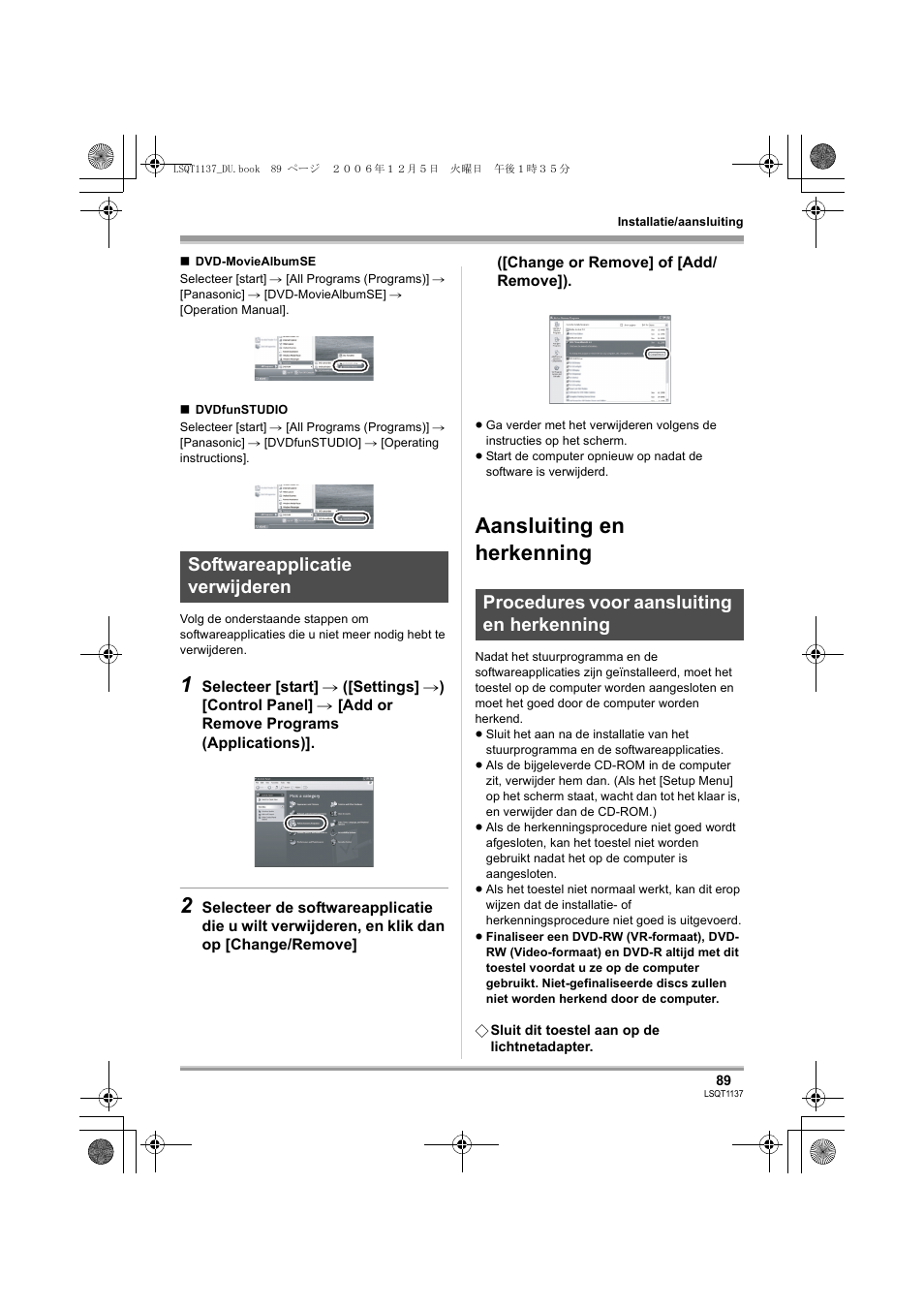 Aansluiting en herkenning | Panasonic VDRD310EG User Manual | Page 89 / 124