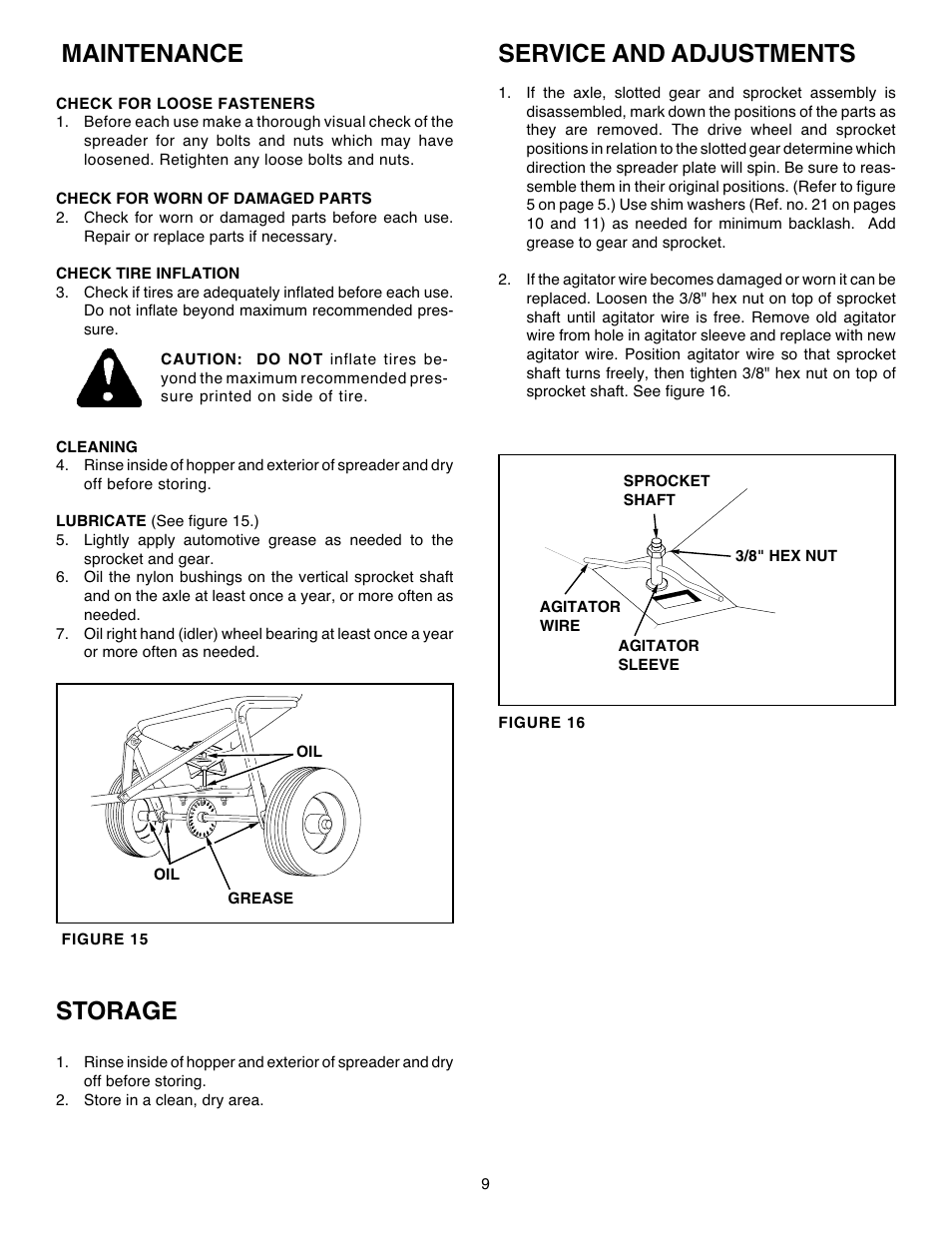 Maintenance, Storage, Service and adjustments | Agri-Fab 45-02152 User Manual | Page 9 / 12