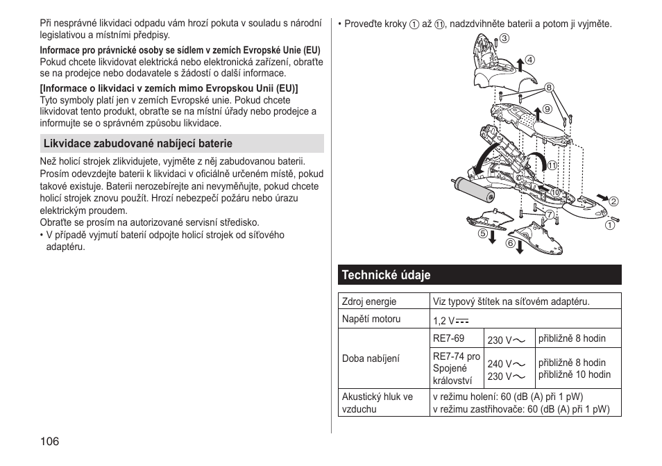 Technické údaje | Panasonic ESSL41 User Manual | Page 106 / 138